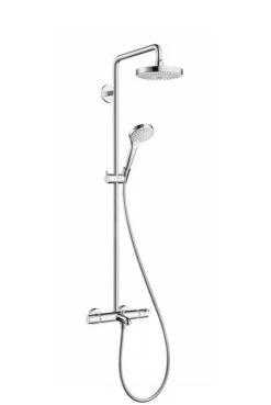 Hansgrohe Croma Select S - Thermostat-Wannenarmatur Showerpipe 180 Mit Zubehör, Für 2 Verbraucher, Weiß / Verchromt 27351400