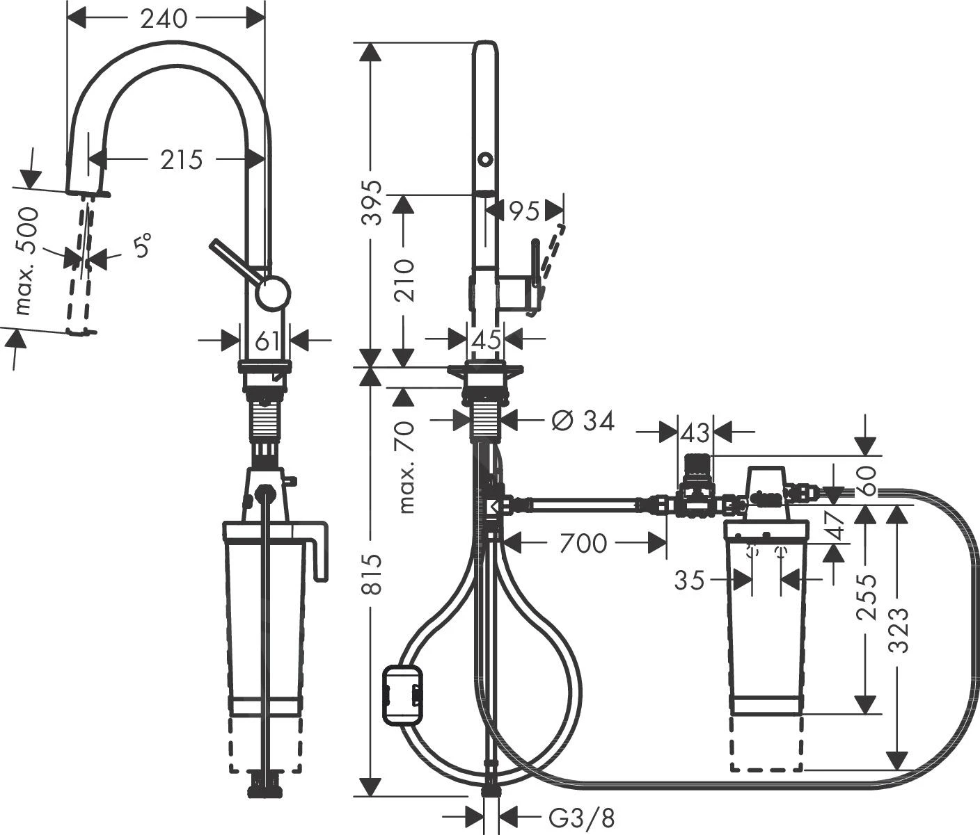 Hansgrohe Aqittura M91 - Spültischarmatur Mit Ausziehbarem Auslauf Und Mit Filterfunktion, Verchromt 76801000 2 Hansgrohe Aqittura M91 - Spültischarmatur Mit Ausziehbarem Auslauf Und Mit Filterfunktion, Verchromt 76801000 – Bild 2