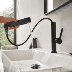 Hansgrohe Finoris - Waschtisch Einhebelmischer 230, Mit Ablaufgarnitur Push-Open Und Ausziehbarer Brause, EcoSmart, Schwarz Matt 76063670 -Hansgrohe Verkaufsgeschäft 13076867b1eefda00850251b