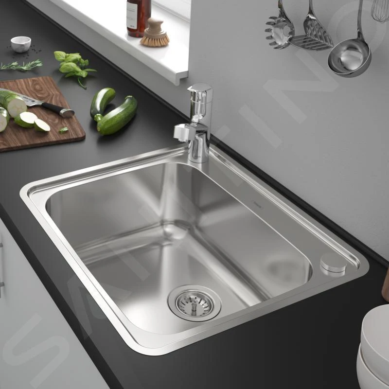 Hansgrohe Abwäschen - Granit-Einbauspülbecken S412-F540 Mit Automatischer Ablaufgarnitur, Edelstahl 43336800 3 Hansgrohe Abwäschen - Granit-Einbauspülbecken S412-F540 Mit Automatischer Ablaufgarnitur, Edelstahl 43336800 – Bild 3