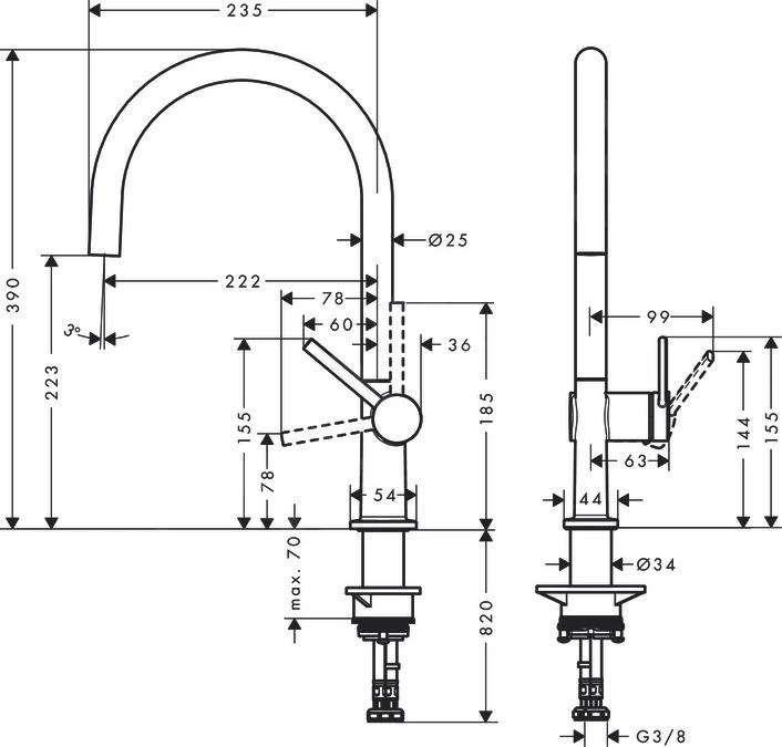 Hansgrohe M54 - Spültischarmatur Talis, Schwarz Matt 72804670 2 Hansgrohe M54 - Spültischarmatur Talis, Schwarz Matt 72804670 – Bild 2