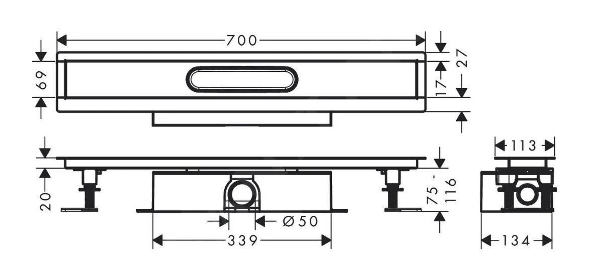 Hansgrohe UBox Universal - Komplettset Für Standardinstallation 700 Für Duschrinnen Fertigsets, Edelstahl 56023180 2 Hansgrohe UBox Universal - Komplettset Für Standardinstallation 700 Für Duschrinnen Fertigsets, Edelstahl 56023180 – Bild 2
