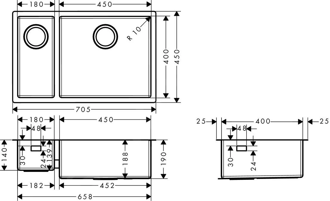 Hansgrohe Abwäschen - Unterbauspülbecken S719-U655, Edelstahl 43429800 2 Hansgrohe Abwäschen - Unterbauspülbecken S719-U655, Edelstahl 43429800 – Bild 2