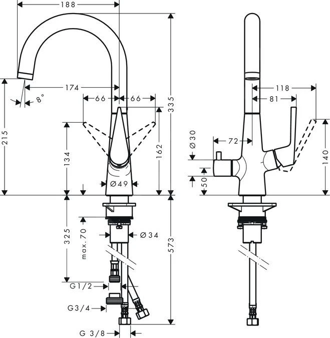Hansgrohe Talis M51 - Spültisch-Einhebelmischer 220 Mit Absperrventil Für 1 Verbraucher, Chrom 72811000 2 Hansgrohe Talis M51 - Spültisch-Einhebelmischer 220 Mit Absperrventil Für 1 Verbraucher, Chrom 72811000 – Bild 2