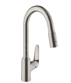 Hansgrohe Focus M42 - Spültischarmatur M429-H220 Mit Ausziehbarer Brause, Edelstahloptik 71800800