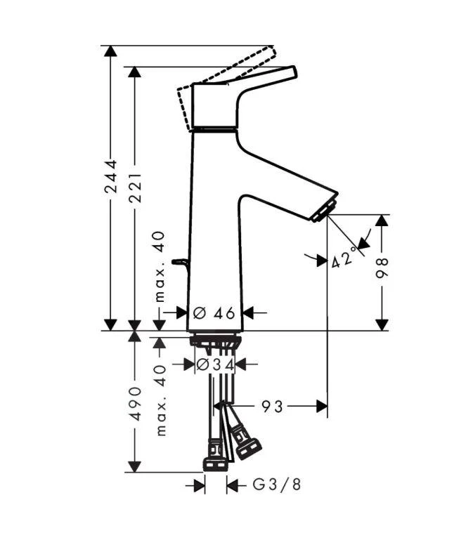 Hansgrohe Talis S - Waschtisch Einhebelmischer 100 CoolStart, Mit Ablaufgarnitur Mit Zugstangen, Verchromt 72022000 2 Hansgrohe Talis S - Waschtisch Einhebelmischer 100 CoolStart, Mit Ablaufgarnitur Mit Zugstangen, Verchromt 72022000 – Bild 2