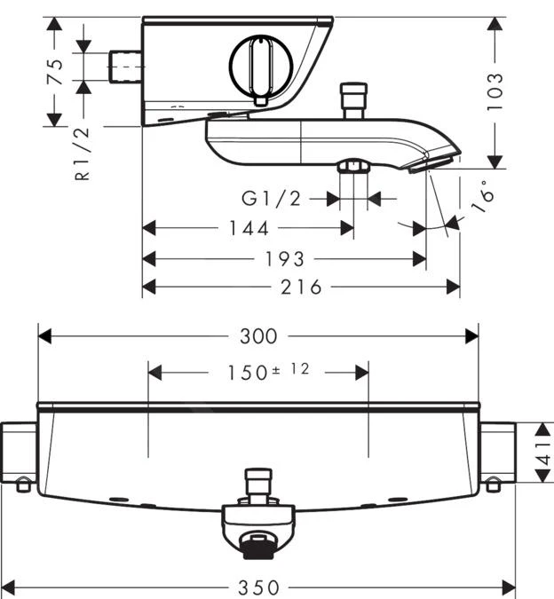 Hansgrohe Ecostat Select - Thermostat-Wannenarmatur, Weiß / Verchromt 13141400 2 Hansgrohe Ecostat Select - Thermostat-Wannenarmatur, Weiß / Verchromt 13141400 – Bild 2