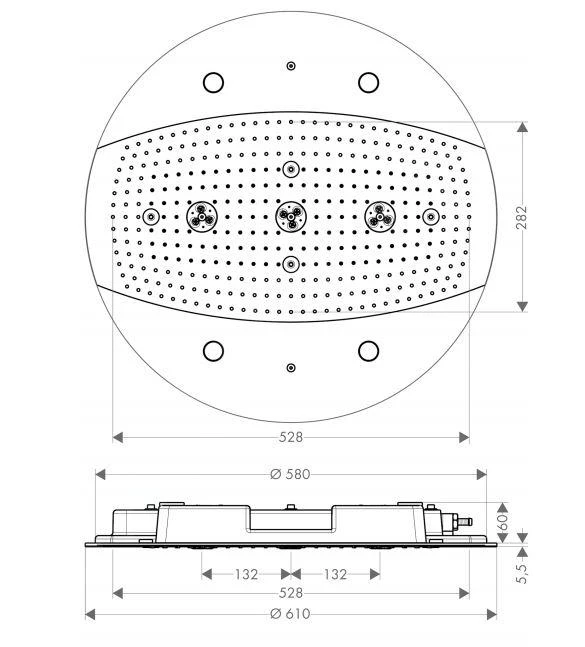 Hansgrohe Raindance - Kopfbrause 600 Mm Durchmesser Air 3 Strahlarten Mit Beleuchtung, Chrom 26117000 2 Hansgrohe Raindance - Kopfbrause 600 Mm Durchmesser Air 3 Strahlarten Mit Beleuchtung, Chrom 26117000 – Bild 2