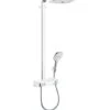 Hansgrohe Raindance Select E - Duschsäule Showerpipe 300 Mit Thermostatbatterie, EcoSmart 9 L/min, 3 Strahlen, Weiß / Verchromt 27283400