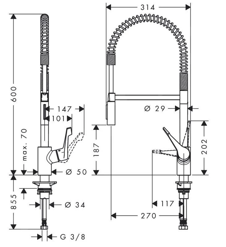 Hansgrohe Cento - Spültischarmatur XXL, Semi-Pro Mit Flexiblem Arm, EcoSmart, Verchromt 14806000 2 Hansgrohe Cento - Spültischarmatur XXL, Semi-Pro Mit Flexiblem Arm, EcoSmart, Verchromt 14806000 – Bild 2