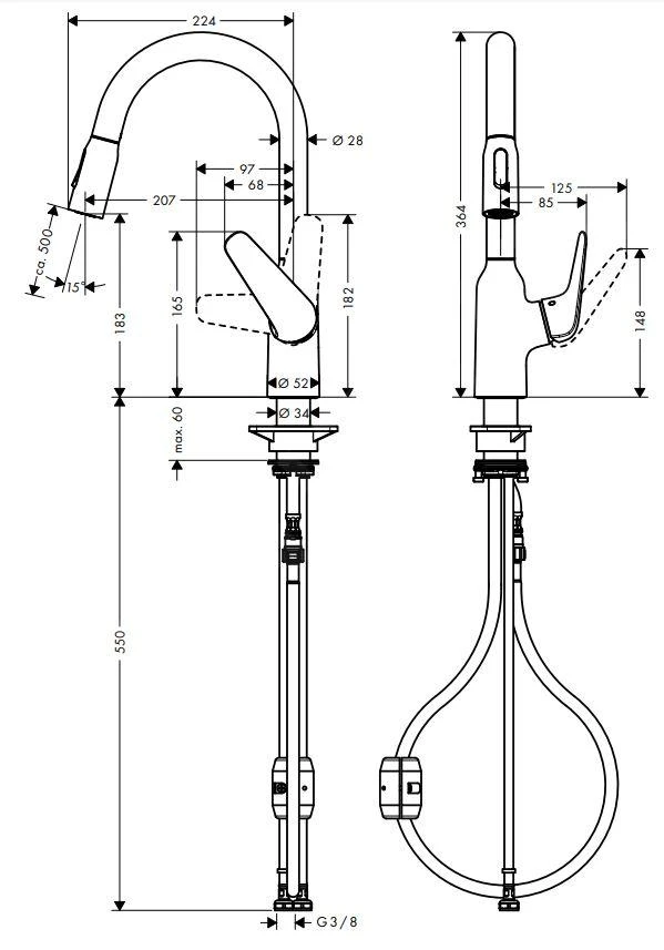 Hansgrohe Focus M42 - Spültischarmatur M429-H180 ECO, Mit Ausziehbarer Brause, Verchromt 71862000 2 Hansgrohe Focus M42 - Spültischarmatur M429-H180 ECO, Mit Ausziehbarer Brause, Verchromt 71862000 – Bild 2