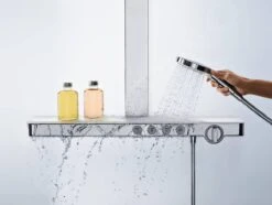 Hansgrohe Rainmaker Select - Duschsäule Showerpipe 460 Mit Thermostatbatterie, 3 Strahlen, EcoSmart 9 L/min, Weiß / Verchromt 27029400 -Hansgrohe Verkaufsgeschäft 429da50473616b761ec674a5