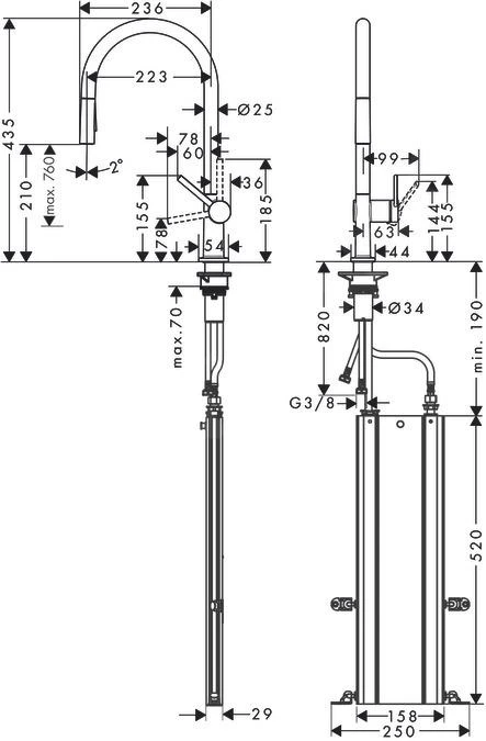 Hansgrohe M54 - Spültischarmatur Talis, Mit Ausziehbarer Brause, SBox, Edelstahl 72801800 2 Hansgrohe M54 - Spültischarmatur Talis, Mit Ausziehbarer Brause, SBox, Edelstahl 72801800 – Bild 2