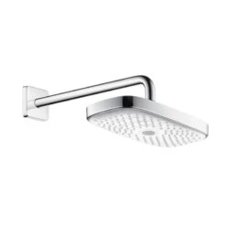 Hansgrohe Raindance Select E - Kopfbrause 300 2jet, Ausladung 390 Mm, EcoSmart, Weiß / Verchromt 26609400