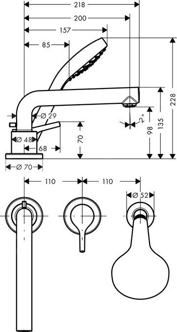 Hansgrohe Talis S - Badewannenarmatur Für Wannenrand, 3-Loch-Montage, Chrom 72417000 2 Hansgrohe Talis S - Badewannenarmatur Für Wannenrand, 3-Loch-Montage, Chrom 72417000 – Bild 2