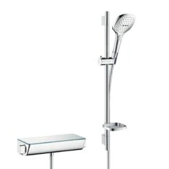 Hansgrohe Raindance Select E - Duschset 120 Mit Thermostatbatterie Ecostat Select, 3 Strahlen, Verchromt 27038000