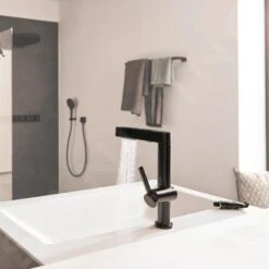 Hansgrohe Finoris - Waschtisch Einhebelmischer 230, Mit Ablaufgarnitur Push-Open Und Ausziehbarer Brause, EcoSmart, Schwarz Matt 76063670 -Hansgrohe Verkaufsgeschäft 564d0db8afc3914b386367a4