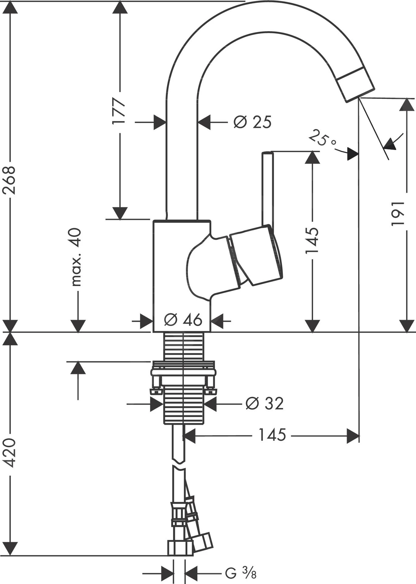 Hansgrohe Talis S - Waschtischarmatur Mit Ablaufgarnitur Und Schwenkauslauf, Chrom 32070000 2 Hansgrohe Talis S - Waschtischarmatur Mit Ablaufgarnitur Und Schwenkauslauf, Chrom 32070000 – Bild 2