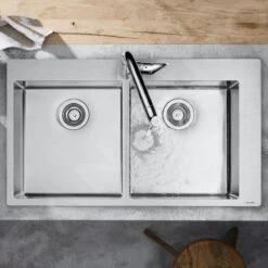 Hansgrohe Abwäschen - Einbauspülbecken S711-F765, Edelstahl 43303800 -Hansgrohe Verkaufsgeschäft 58ed0e3a3184e224b864db92