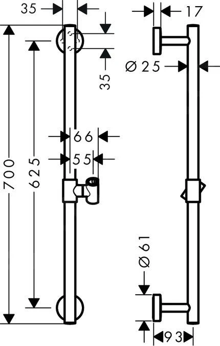 Hansgrohe Unica - Brausestange Comfort, Länge 650 Mm, Chrom 26401000 2 Hansgrohe Unica - Brausestange Comfort, Länge 650 Mm, Chrom 26401000 – Bild 2