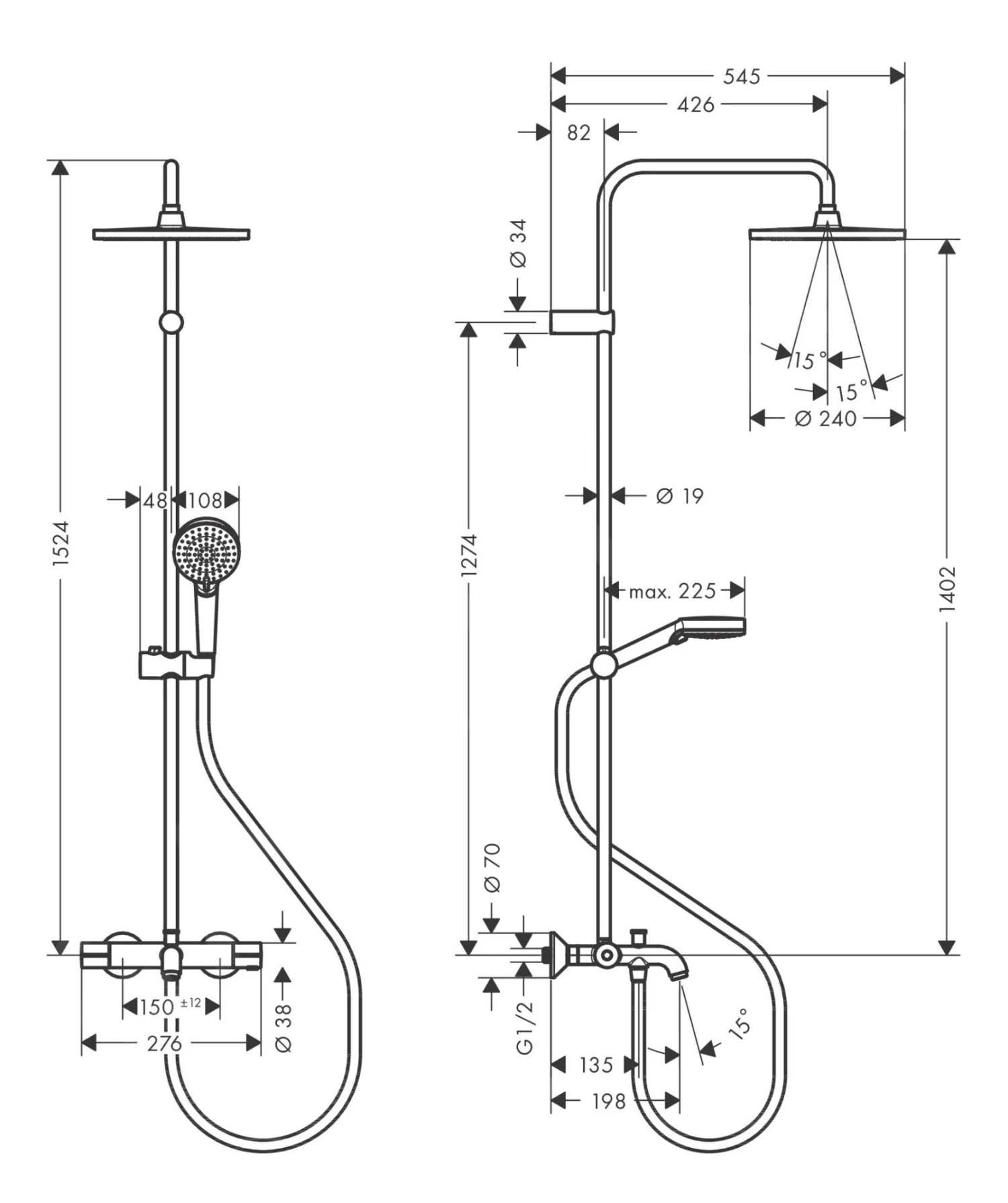 Hansgrohe Vernis Blend - Brausegarnitur Showerpipe 240 Mit Wannenthermostat, 2 Strahlarten, Schwarz Matt 26899670 2 Hansgrohe Vernis Blend - Brausegarnitur Showerpipe 240 Mit Wannenthermostat, 2 Strahlarten, Schwarz Matt 26899670 – Bild 2