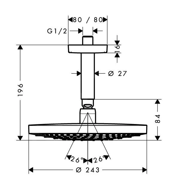 Hansgrohe Raindance Select S - Kopfbrause 240, Ausladung 100 Mm, 2 Strahlen, Weiß / Verchromt 26467400 2 Hansgrohe Raindance Select S - Kopfbrause 240, Ausladung 100 Mm, 2 Strahlen, Weiß / Verchromt 26467400 – Bild 2
