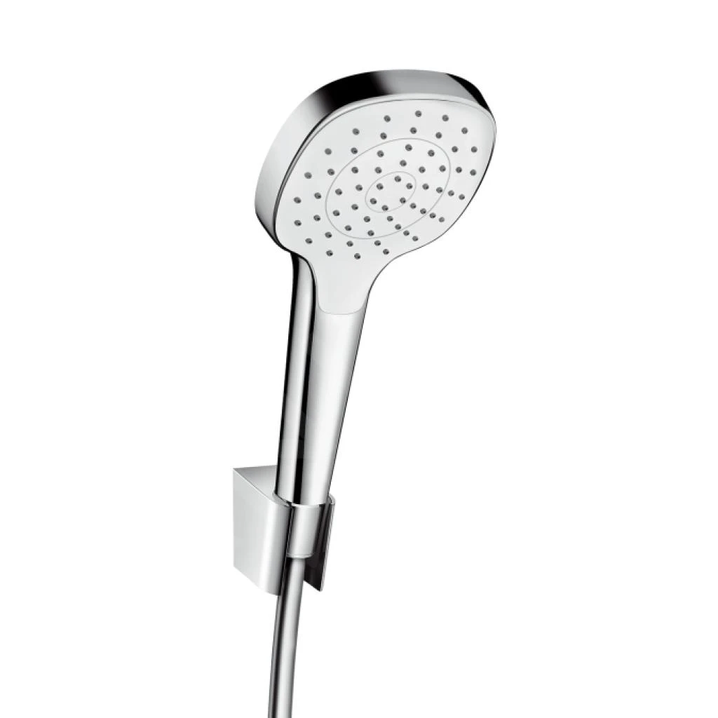 Hansgrohe Croma Select E - Duschkopf 1jet, Porter Set, Set 1,60 M, Weiß / Verchromt 26412400 1 Hansgrohe Croma Select E - Duschkopf 1jet, Porter Set, Set 1,60 M, Weiß / Verchromt 26412400