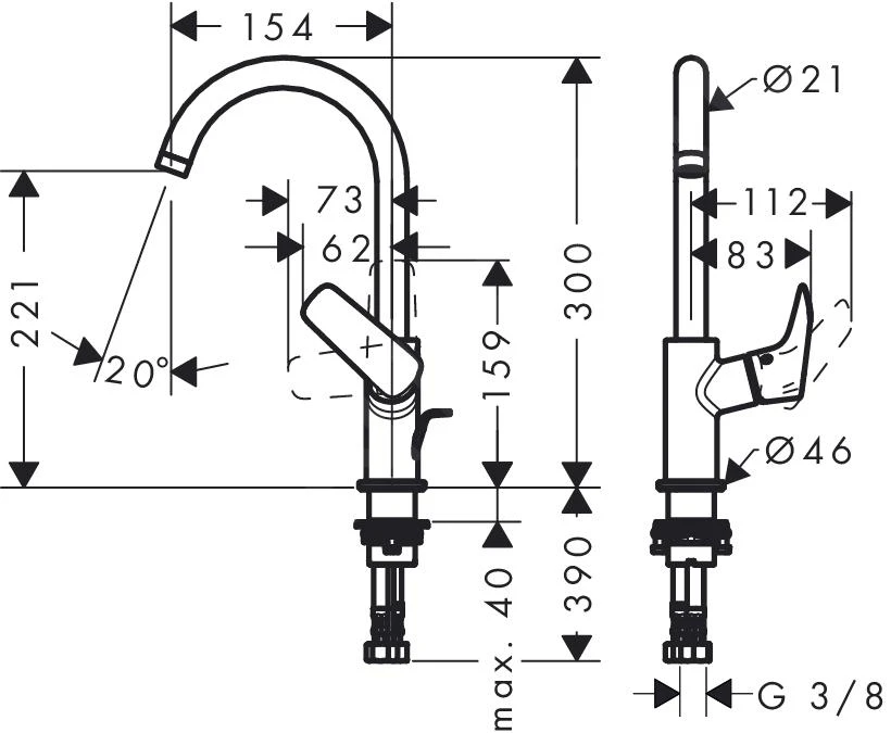 Hansgrohe Logis - Waschtisch Einhebelmischer 210 Mit Ablaufgarnitur, Verchromt 71130000 2 Hansgrohe Logis - Waschtisch Einhebelmischer 210 Mit Ablaufgarnitur, Verchromt 71130000 – Bild 2