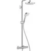 Hansgrohe Croma Select E - Duschsäule Showerpipe 180 Mit Thermostatbatterie, EcoSmart 9 L/min, 2 Strahlen, Weiß / Verchromt 27257400
