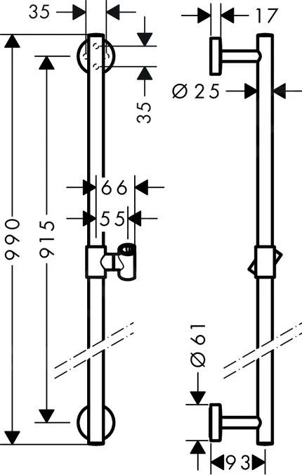 Hansgrohe Unica - Brausestange Comfort, Länge 900 Mm, Chrom 26402000 2 Hansgrohe Unica - Brausestange Comfort, Länge 900 Mm, Chrom 26402000 – Bild 2