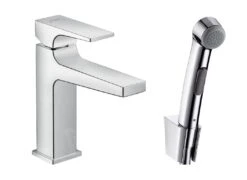 Hansgrohe Metropol - Waschtischarmatur Mit Push-Open-Ablaufgarnitur Und Handbrause Bidette, Chrom 32522000