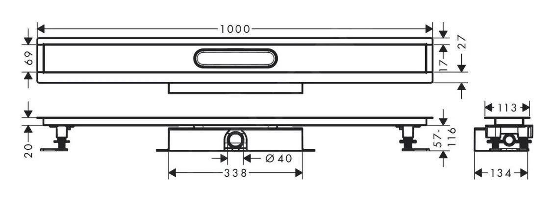 Hansgrohe UBox Universal - Komplettset Für Flache Installation 1000 Für Duschrinnen Fertigsets, Edelstahl 56020180 2 Hansgrohe UBox Universal - Komplettset Für Flache Installation 1000 Für Duschrinnen Fertigsets, Edelstahl 56020180 – Bild 2
