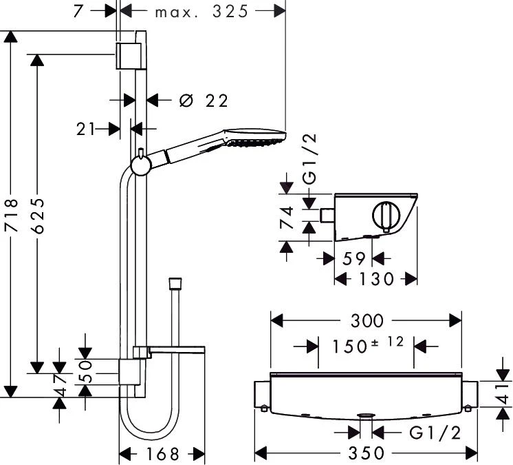 Hansgrohe Raindance Select E - Duschset 120 Mit Thermostatbatterie Ecostat Select, 3 Strahlen, Verchromt 27038000 2 Hansgrohe Raindance Select E - Duschset 120 Mit Thermostatbatterie Ecostat Select, 3 Strahlen, Verchromt 27038000 – Bild 2