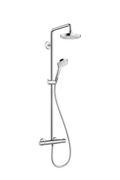 Hansgrohe Croma Select S - Duschsäule Showerpipe 180 Mit Thermostatbatterie, EcoSmart 9 L/min, 2 Strahlen, Weiß / Verchromt 27254400