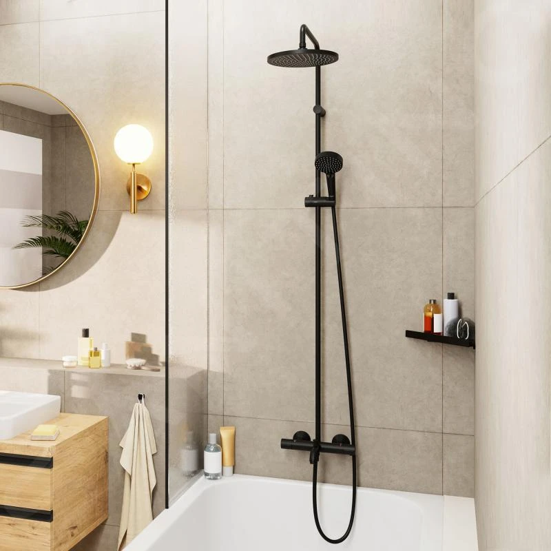 Hansgrohe Vernis Blend - Brausegarnitur Showerpipe 240 Mit Wannenthermostat, 2 Strahlarten, Schwarz Matt 26899670 5 Hansgrohe Vernis Blend - Brausegarnitur Showerpipe 240 Mit Wannenthermostat, 2 Strahlarten, Schwarz Matt 26899670 – Bild 5