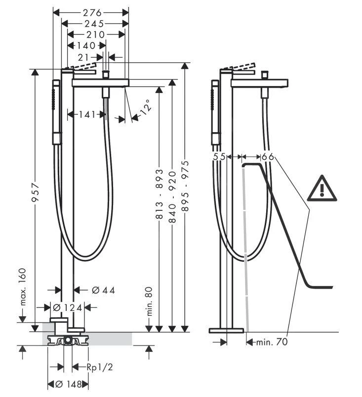 Hansgrohe Finoris - Badewannenarbodenmatur Mit Zubehör, Verchromt 76445000 2 Hansgrohe Finoris - Badewannenarbodenmatur Mit Zubehör, Verchromt 76445000 – Bild 2