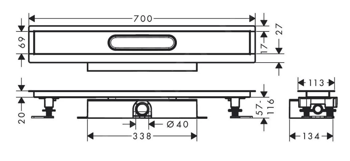 Hansgrohe UBox Universal - Komplettset Für Flache Installation 700 Für Duschrinnen Fertigsets, Edelstahl 56017180 2 Hansgrohe UBox Universal - Komplettset Für Flache Installation 700 Für Duschrinnen Fertigsets, Edelstahl 56017180 – Bild 2