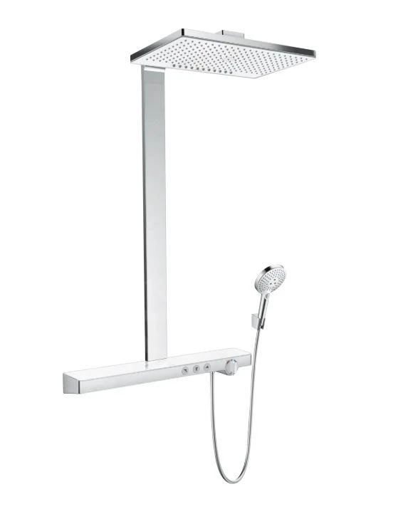 Hansgrohe Rainmaker Select - Duschsäule Showerpipe 460 2jet, Weiß / Verchromt 27028400 1 Hansgrohe Rainmaker Select - Duschsäule Showerpipe 460 2jet, Weiß / Verchromt 27028400
