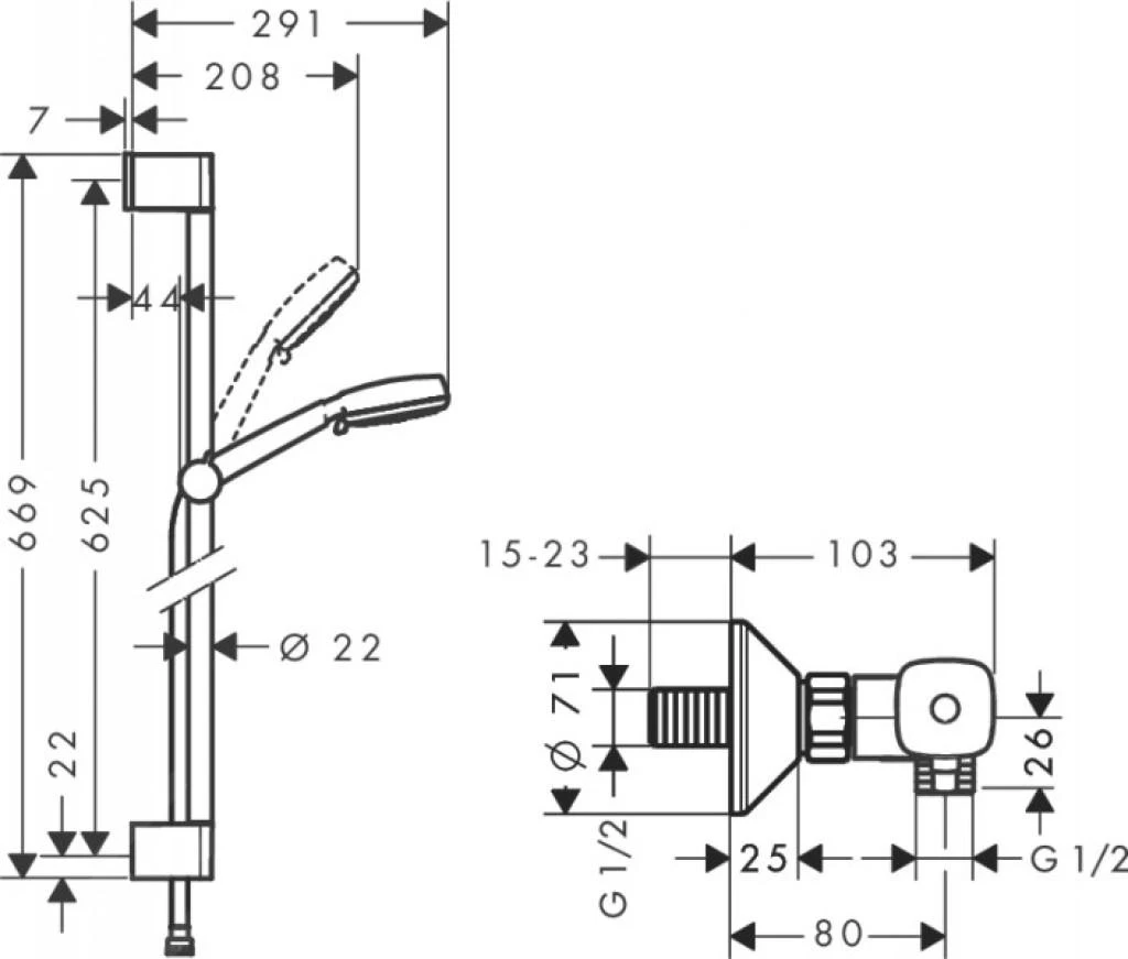 Hansgrohe Crometta 100 - Duschset Vario Mit Thermostatbatterie, Duschstange 650 Mm, Weiß / Verchromt 27030400 2 Hansgrohe Crometta 100 - Duschset Vario Mit Thermostatbatterie, Duschstange 650 Mm, Weiß / Verchromt 27030400 – Bild 2