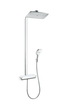 Hansgrohe Raindance Select E - Duschsäule Showerpipe 360 Mit Thermostatbatterie, EcoSmart 9 L/min, Weiß / Verchromt 27286400