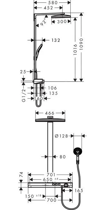 Hansgrohe Rainmaker Select - Duschsäule Showerpipe 460 2jet, Weiß / Verchromt 27028400 2 Hansgrohe Rainmaker Select - Duschsäule Showerpipe 460 2jet, Weiß / Verchromt 27028400 – Bild 2