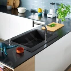 Hansgrohe Abwäschen - Granit-Einbauspülbecken S510-F660, Graphitschwarz 43313170 -Hansgrohe Verkaufsgeschäft f13f42a12e5d9dac8bab7632