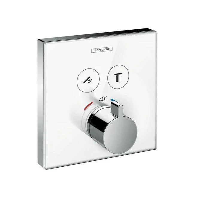 Hansgrohe Shower Select Glass - Thermostatarmatur - Unterputz Für 2 Verbraucher, Weiß / Verchromt 15738400 1 Hansgrohe Shower Select Glass - Thermostatarmatur - Unterputz Für 2 Verbraucher, Weiß / Verchromt 15738400