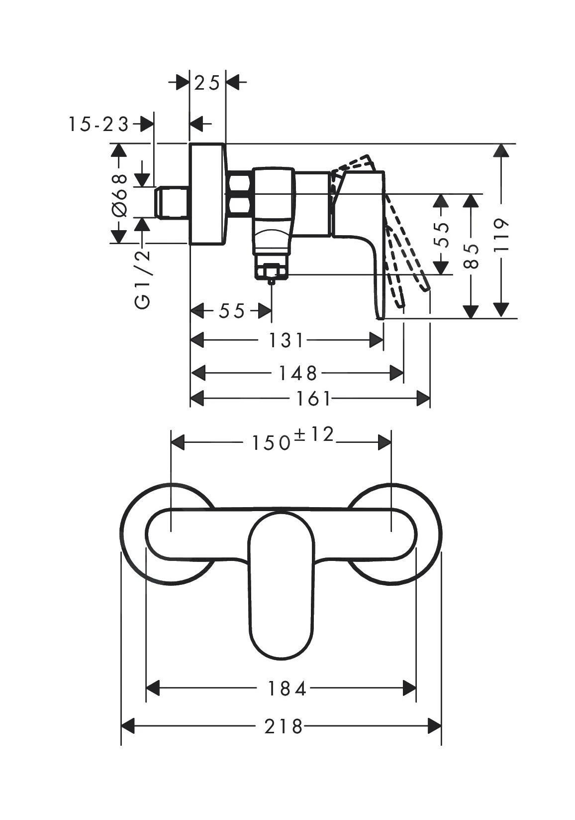 Hansgrohe Rebris S - Duscharmatur, 2 Durchflüsse, Chrom 72643000 2 Hansgrohe Rebris S - Duscharmatur, 2 Durchflüsse, Chrom 72643000 – Bild 2