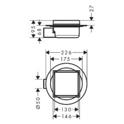 Hansgrohe RainDrain Spot Komplettset Punktablauf, Abdeckung 15 X 15 Cm Rückseitig Befliesbar