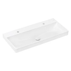 Hansgrohe Xelu Q Waschbecken 100 X 48 Cm Ungeschliffen, Mit 2x 1 Hahnloch