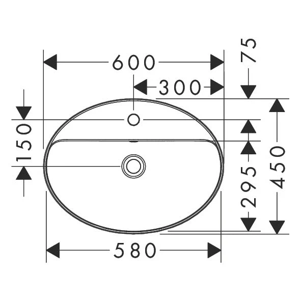 Hansgrohe Xuniva D Aufsatzwaschtisch Oval 60 X 45 Cm, Mit 1 Hahnloch Und Überlauf 3 Hansgrohe Xuniva D Aufsatzwaschtisch Oval 60 X 45 Cm, Mit 1 Hahnloch Und Überlauf – Bild 3