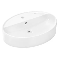 Hansgrohe Xuniva D Aufsatzwaschtisch Oval 60 X 45 Cm, Mit 1 Hahnloch Und Überlauf, Mit SmartClean