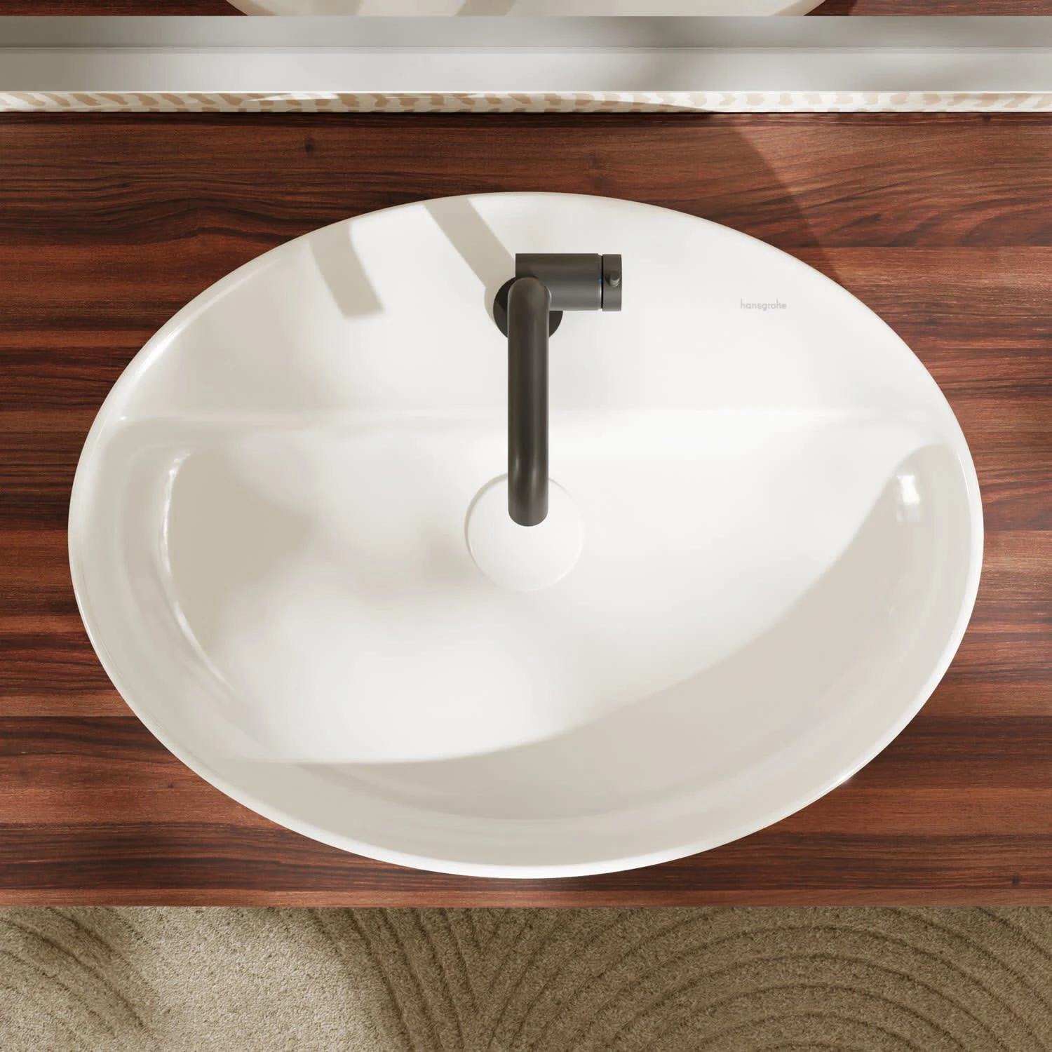 Hansgrohe Xuniva D Aufsatzwaschtisch Oval 60 X 45 Cm, Mit 1 Hahnloch Und Überlauf 4 Hansgrohe Xuniva D Aufsatzwaschtisch Oval 60 X 45 Cm, Mit 1 Hahnloch Und Überlauf – Bild 4