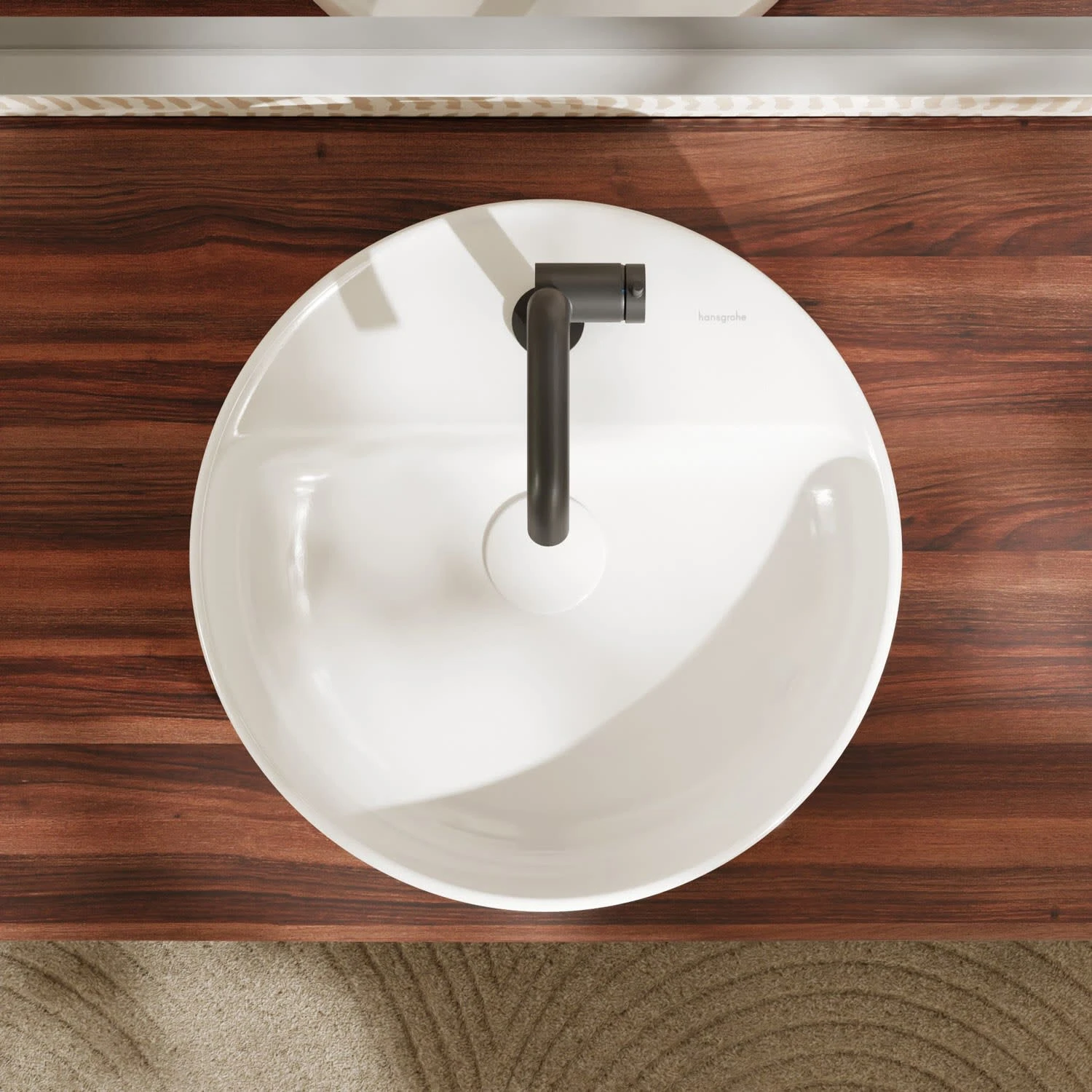 Hansgrohe Xuniva S Aufsatzwaschtisch Rund Ø 45 Cm, Mit 1 Hahnloch Und Überlauf 4 Hansgrohe Xuniva S Aufsatzwaschtisch Rund Ø 45 Cm, Mit 1 Hahnloch Und Überlauf – Bild 4